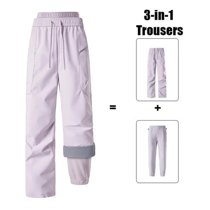 Unisex 3-in-1-Hose mit Fleecefutter, Kordelzug und elastischem Bund