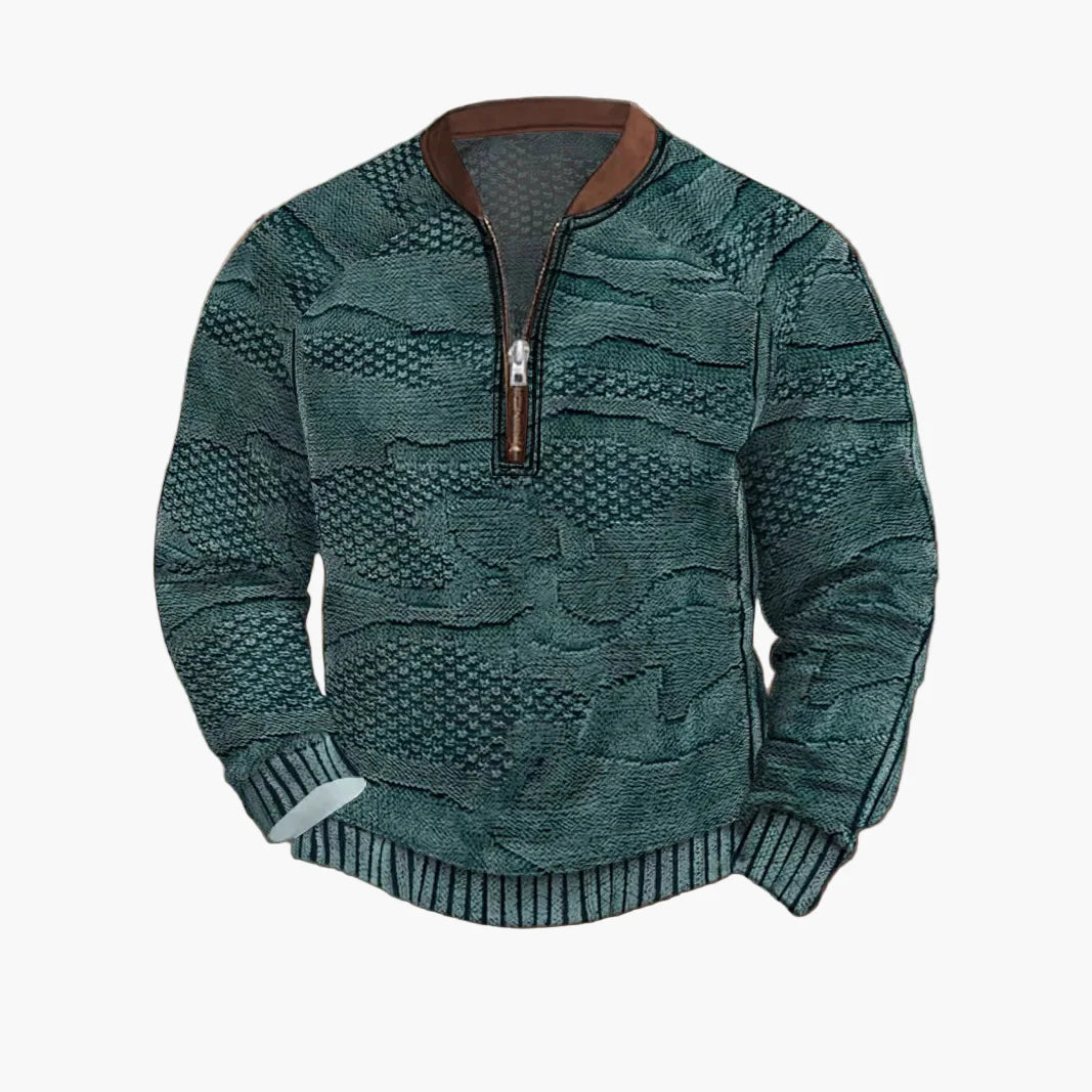 Herren Strickpullover im Street Style mit halbem Reißverschluss – Modischer Freizeitpullover für Frühling und Herbst
