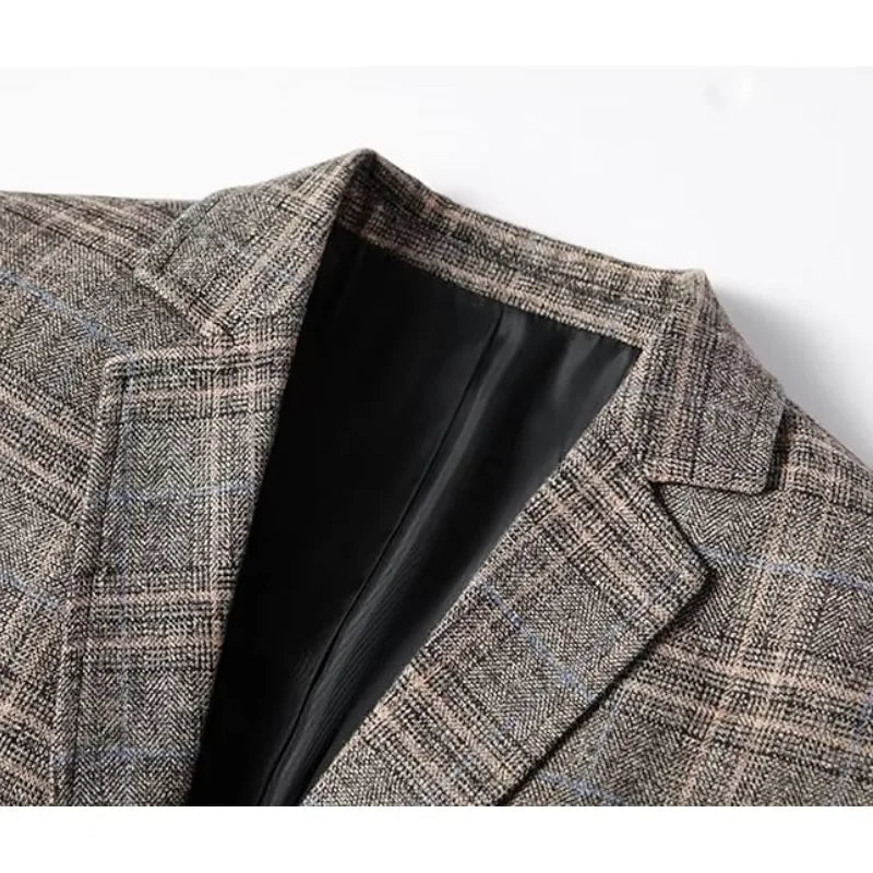 Herren Business Casual Sakko Modern Kariert – Eleganter Blazer für Büro & Freizeit
