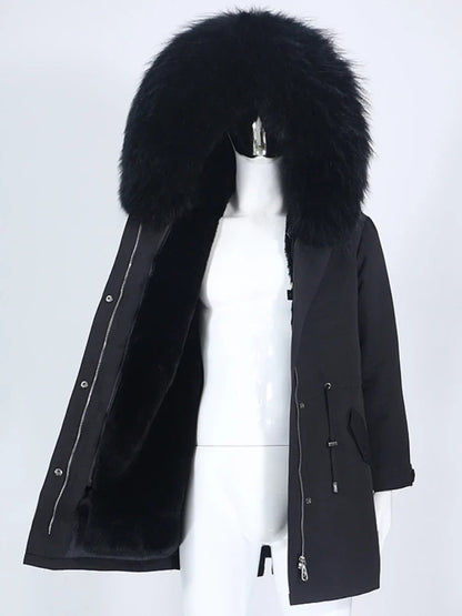 Winterparka mit Kapuze und Futter in Felloptik