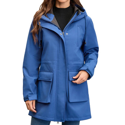 Damen Übergangsjacke mit Kapuze, Reißverschluss und Pattentaschen