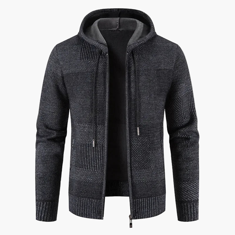 Herren Strickjacke mit Kapuze – Modische, Fleece-gefütterte Winterjacke für Alltag und Freizeit