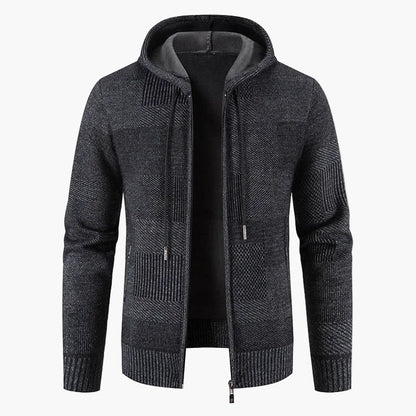 Herren Strickjacke mit Kapuze – Modische, Fleece-gefütterte Winterjacke für Alltag und Freizeit