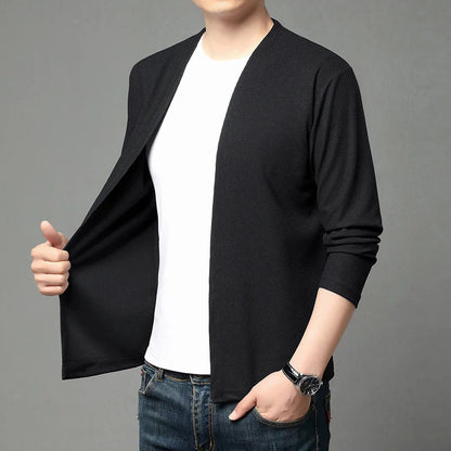 Herren Cardigan Strickjacke Langarm V-Ausschnitt Leichte Freizeit-Oberteil