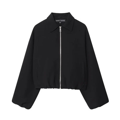 Damen Kurzjacke mit Reißverschluss und Kragen Oversized