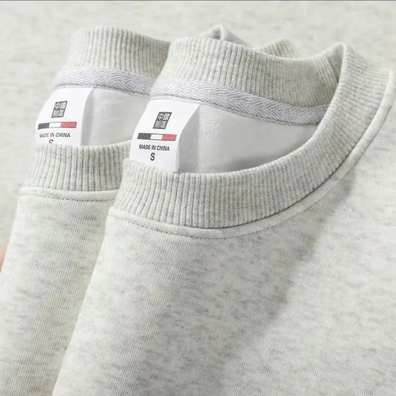 Unisex Langarm Sweatshirt Rundhalsausschnitt mit Rippbündchen warm gefüttert