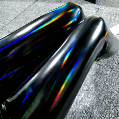 Holographische Leggings für Damen Schwarz Glänzend Bunt Reflektierend