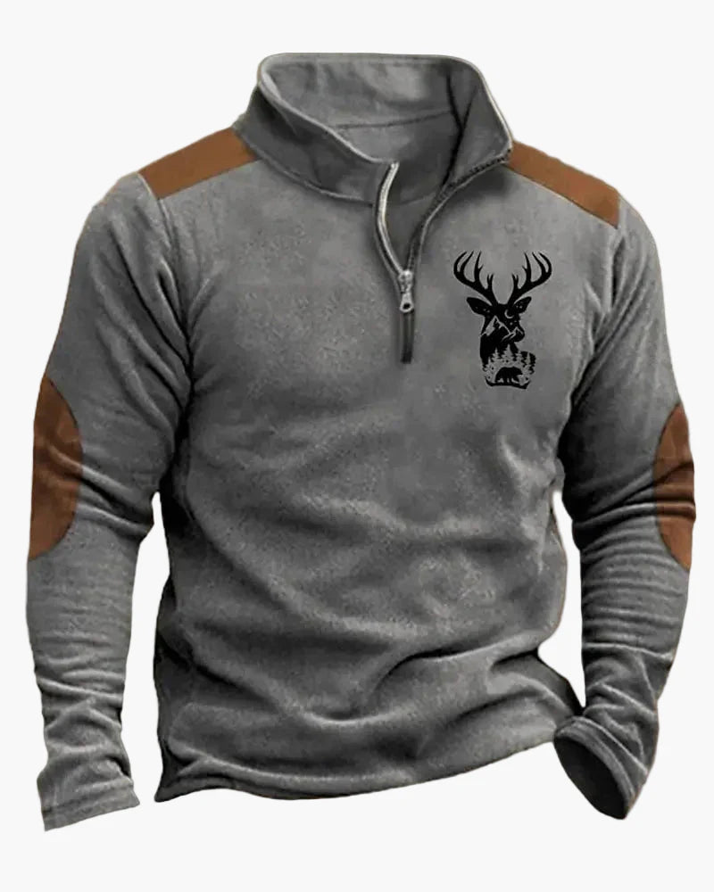 Herren Half-Zip Pullover mit Jagdmotiv