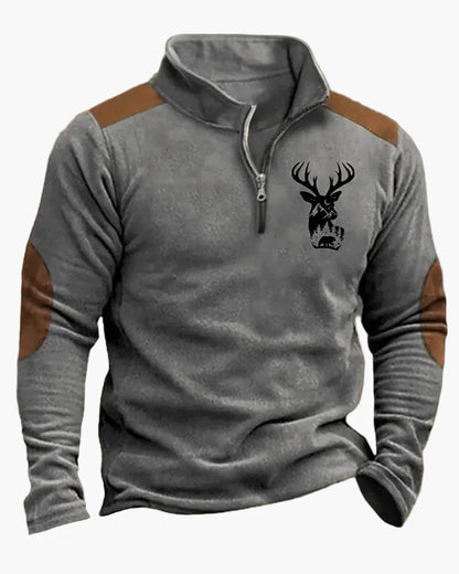 Herren Half-Zip Pullover mit Jagdmotiv