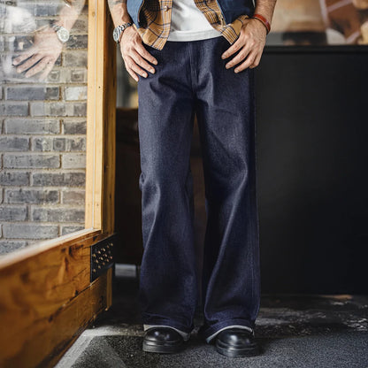 Weite Herren Jeanshose Dunkelblau Denim Look Loose Fit