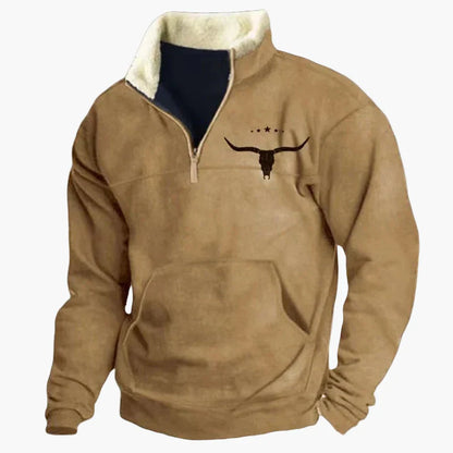 Herren Fleece Pullover mit Ethno Muster und Wildwest-Charme – Outdoor & Freizeit