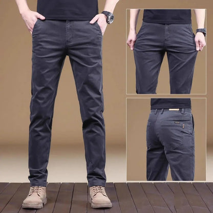 Herren Chino Hose Slim Fit mit Gesäßtaschen in Schwarz, Grau oder Khaki
