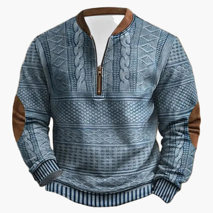 Herren Outdoor Freizeitpullover im Strick-Look – Modischer Halbzip-Sweater mit Stehkragen für Alltag und Freizeit