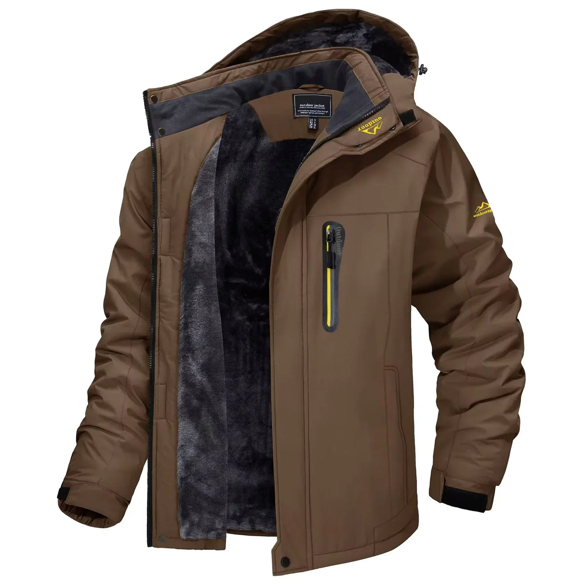 Herren Winterjacke mit Kapuze Gefütterte Outdoor-Jacke Wasserabweisend Warm