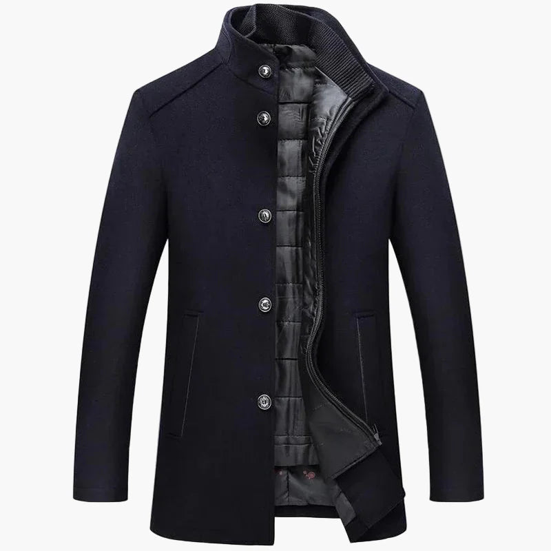 Herren Winter Veganer Wollmantel – Klassischer Business Mantel für Büro und Alltag