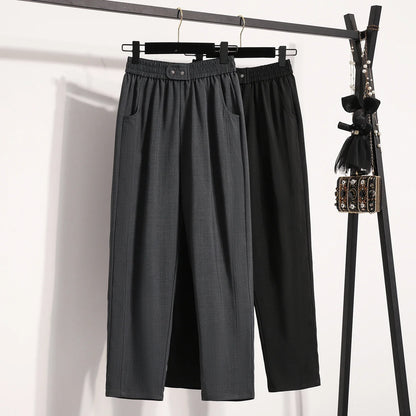 Damen Hose mit elastischem Bund, weitem Bein und Taschen