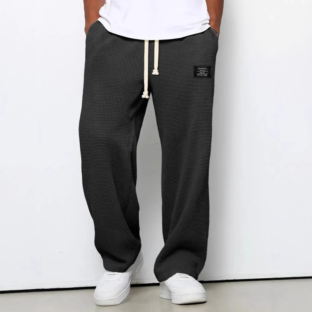 Unisex Freizeithose Waffel-Optik mit Kordelzug