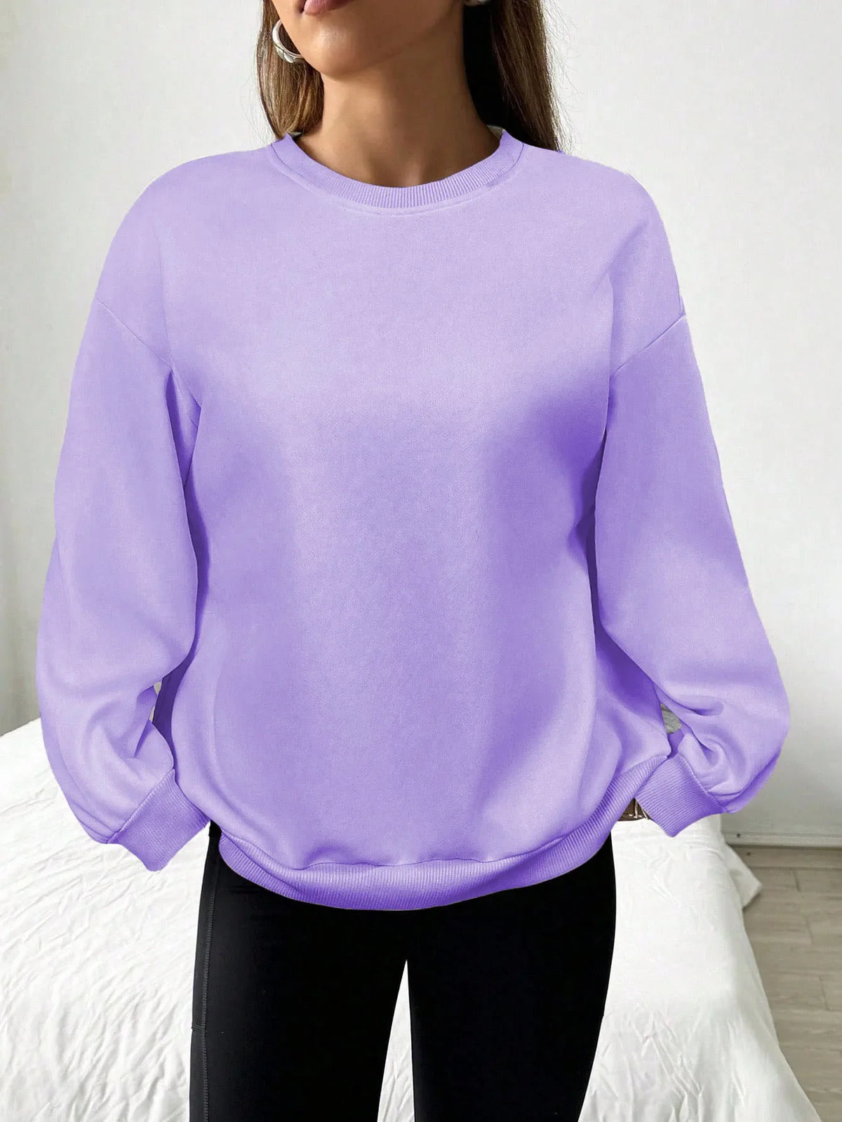 Unisex Basic Rundhals Sweatshirt Langarmshirt Grau