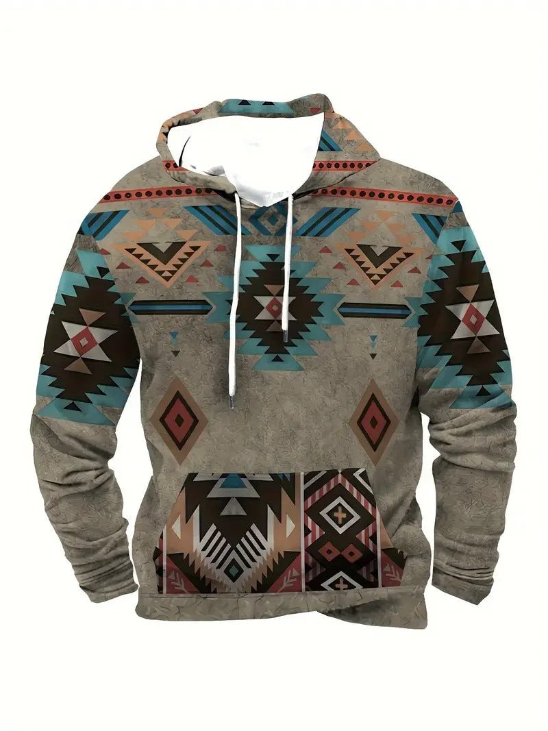 Herren Hoodie mit Hirsch-Motiv und Muster Ärmeln