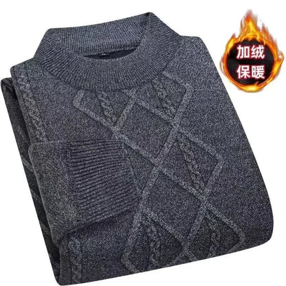 Herren Mock-Neck Pullover Winter Warmer Strickpullover Rautenmuster
