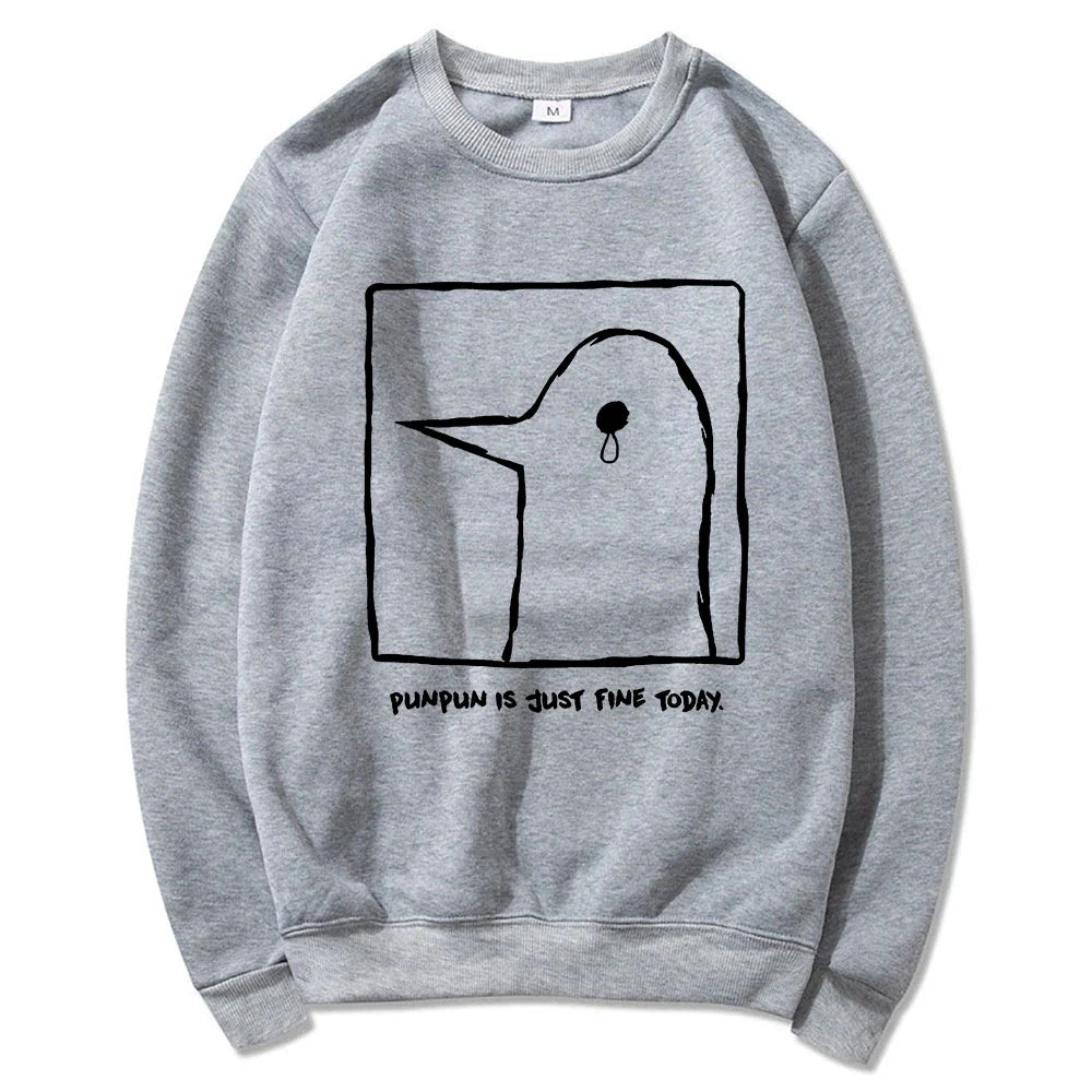 Hoodie mit Pinguin-Print, Beige