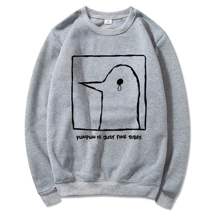 Hoodie mit Pinguin-Print, Beige