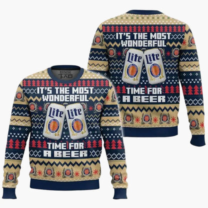 Herren Weihnachtspullover Lustig – It's the Most Wonderful Time for a Beer – Party & Geschenk Ugly Christmas Sweater