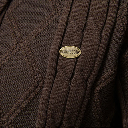 Herren Strickjacke Cardigan mit Schalkragen & Rautenmuster