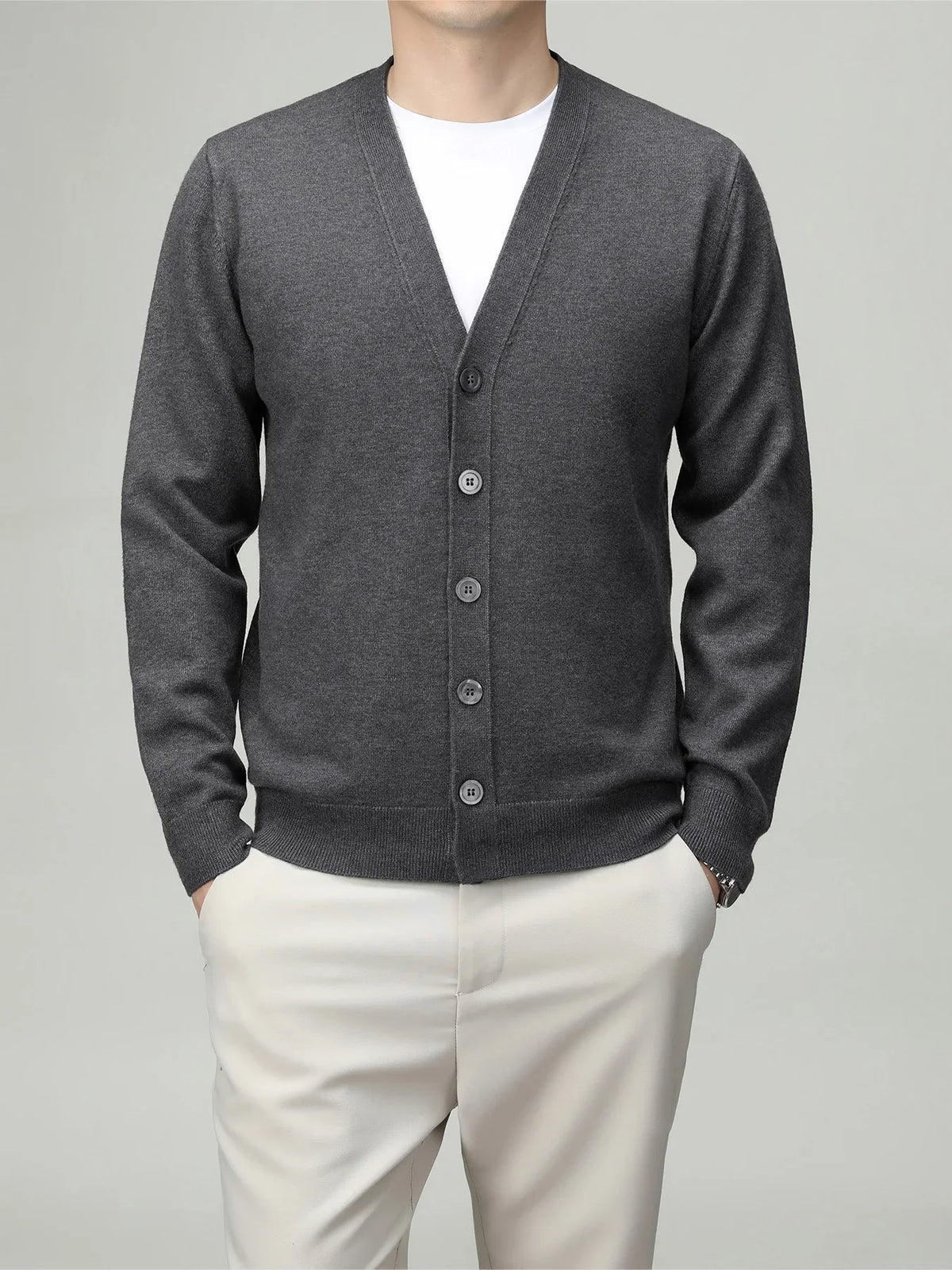 Herren Strickjacke V-Ausschnitt Knopfleiste