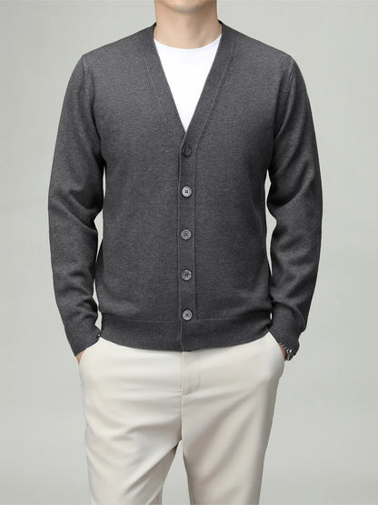 Herren Strickjacke V-Ausschnitt Knopfleiste