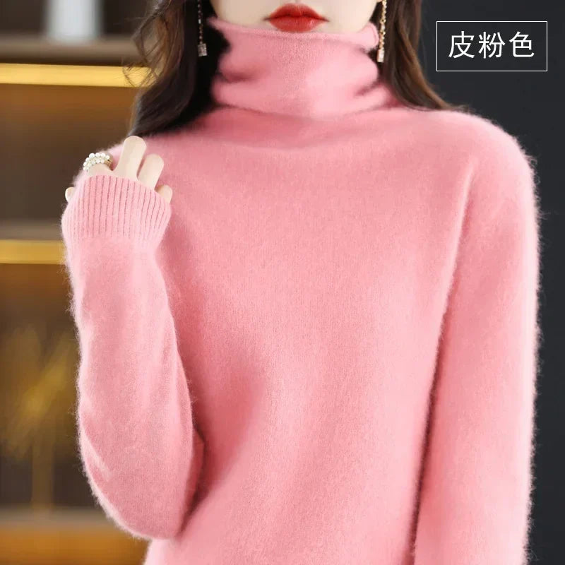 Damen Rollkragenpullover mit langen Ärmeln, weiches Material
