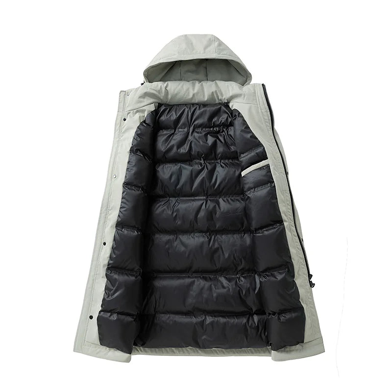 Herren Wintermantel Parka Lang Kapuze Schwarz Grün Grau Übergröße