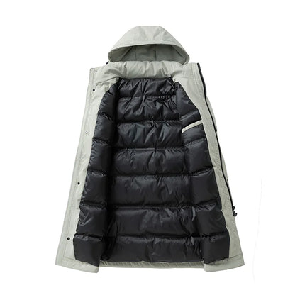 Herren Wintermantel Parka Lang Kapuze Schwarz Grün Grau Übergröße