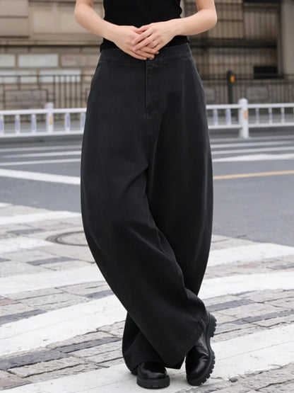 Weite Damen Hose Schwarz mit hohem Bund Ballon-Schnitt