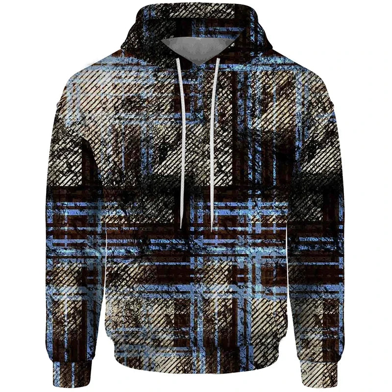 Hoodie Unisex Patchwork Muster Kordelzug Langarm