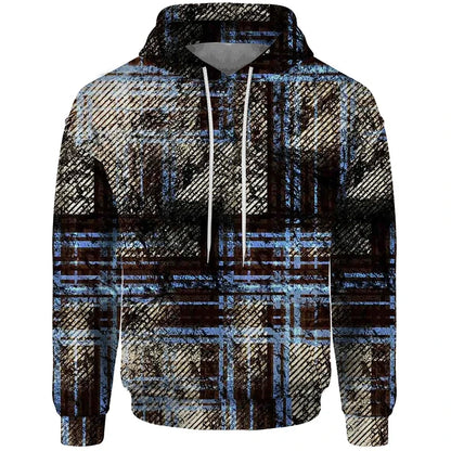 Hoodie Unisex Patchwork Muster Kordelzug Langarm