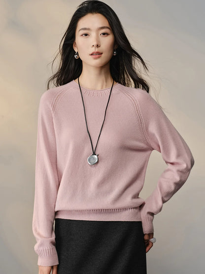 Damen Rundhals Pullover Langarm Feinstrick