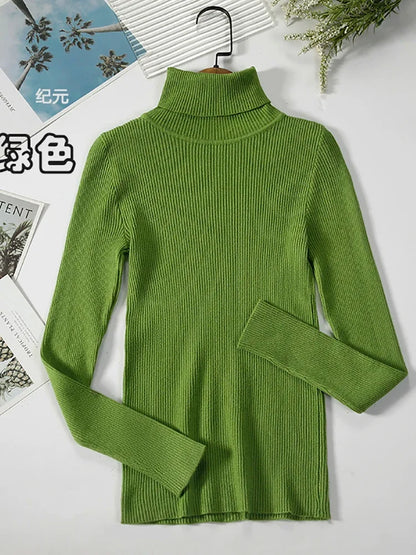 Gerippter Damen Rollkragenpullover Langarm Slim Fit