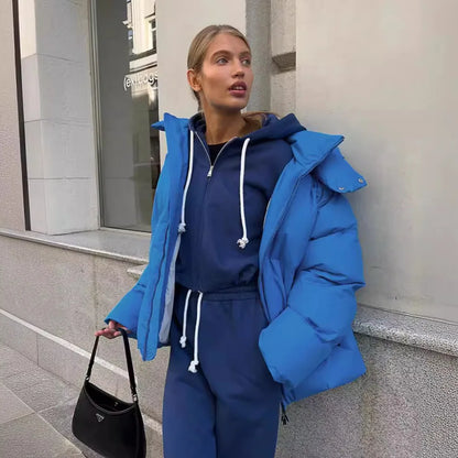 Damen Steppjacke mit Kapuze, kurz, gepolstert