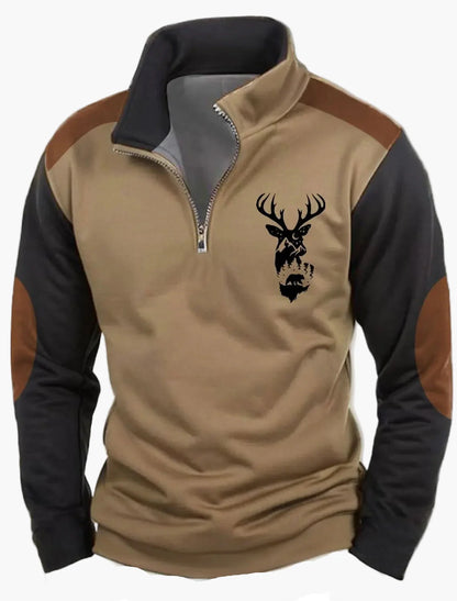 Herren Half-Zip Pullover mit Jagdmotiv
