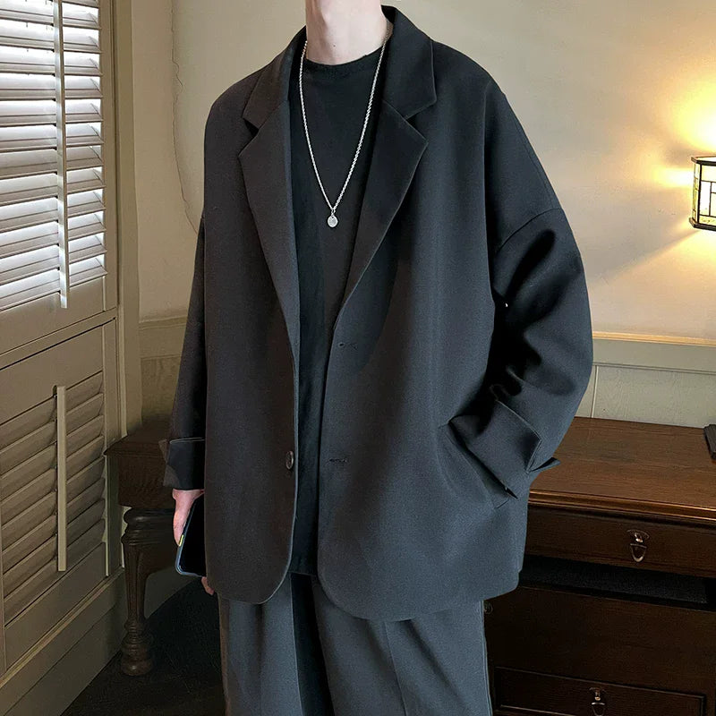 Herren Oversize Blazer Sakko Einreiher Modern Lässige Freizeit Jacke