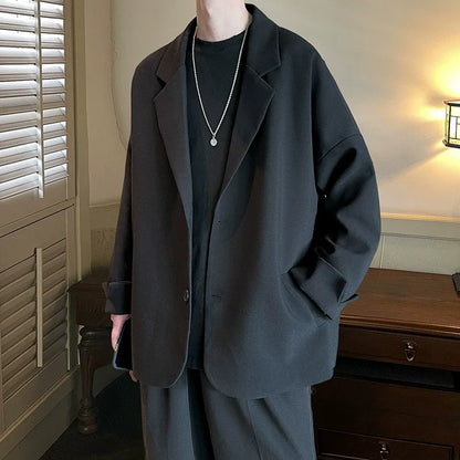 Herren Oversize Blazer Sakko Einreiher Modern Lässige Freizeit Jacke