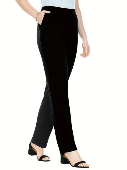 Damen Hose Schwarz mit Taschen, gerades Bein