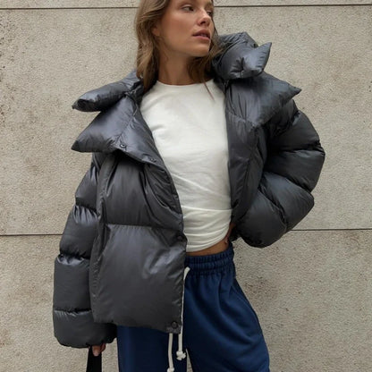 Damen Pufferjacke mit Kapuze – Kurzer Steppmantel