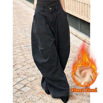 Weite Damen Hose Schwarz mit hohem Bund Ballon-Schnitt
