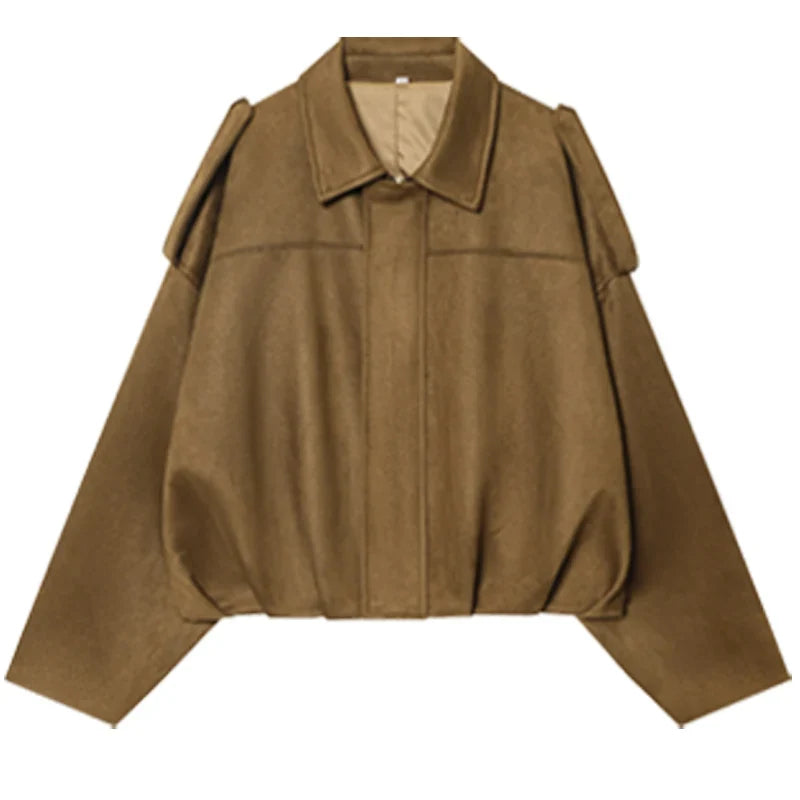 Kurze Jacke mit Kragen Damen Weit Geschnitten Mehrfarbig