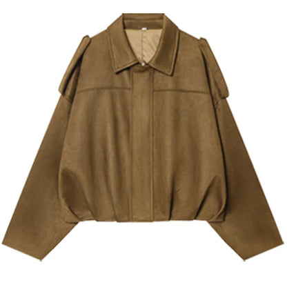 Kurze Jacke mit Kragen Damen Weit Geschnitten Mehrfarbig