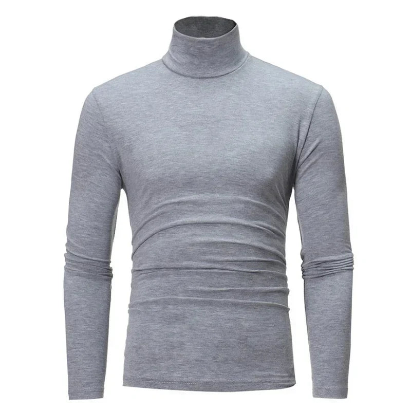 Herren Rollkragenpullover Langarmshirt Eng Anliegend