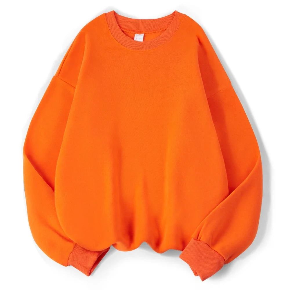 Damen Sweatshirt Lila Oversize Rundhals Langarm Basic-Pullover