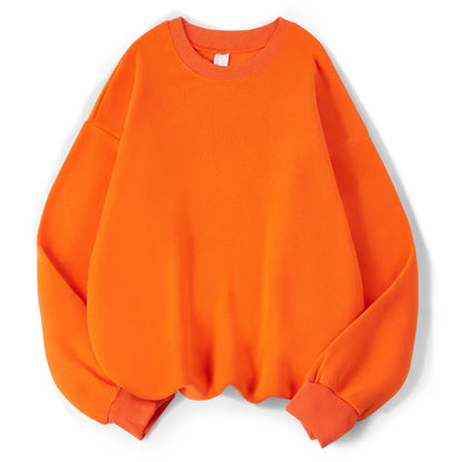 Damen Sweatshirt Lila Oversize Rundhals Langarm Basic-Pullover